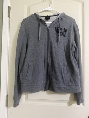 Armani Exchange Heather Gray Full-Zip Hoodie with Logo